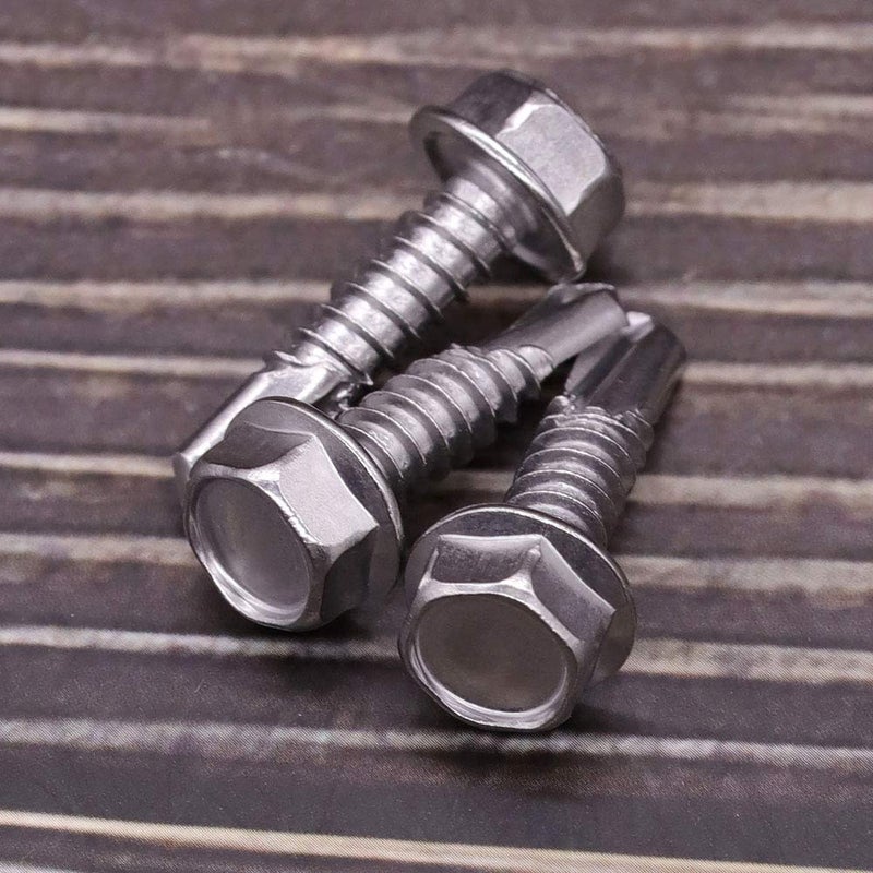 EASTLO #14 x 1 (50 pcs) Hex Washer Head Self Drilling Screws  410 Stainless Steel Metal Sheet Tek Screws  Self Tapping Point  No Pre-drilled Hole Needs - Image 2